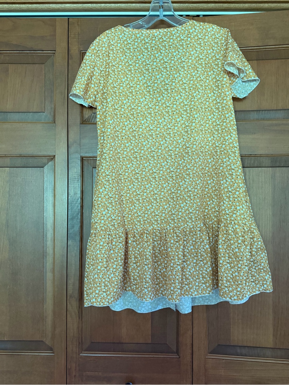 Yellow Floral Button-Front Ruffle Hem Dress - Picture 3 of 4